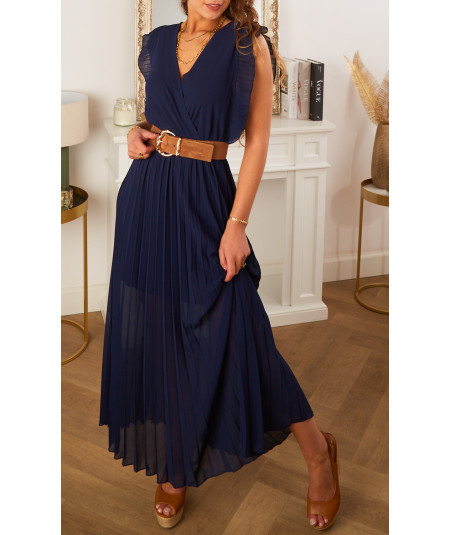robe longue ceinture marine